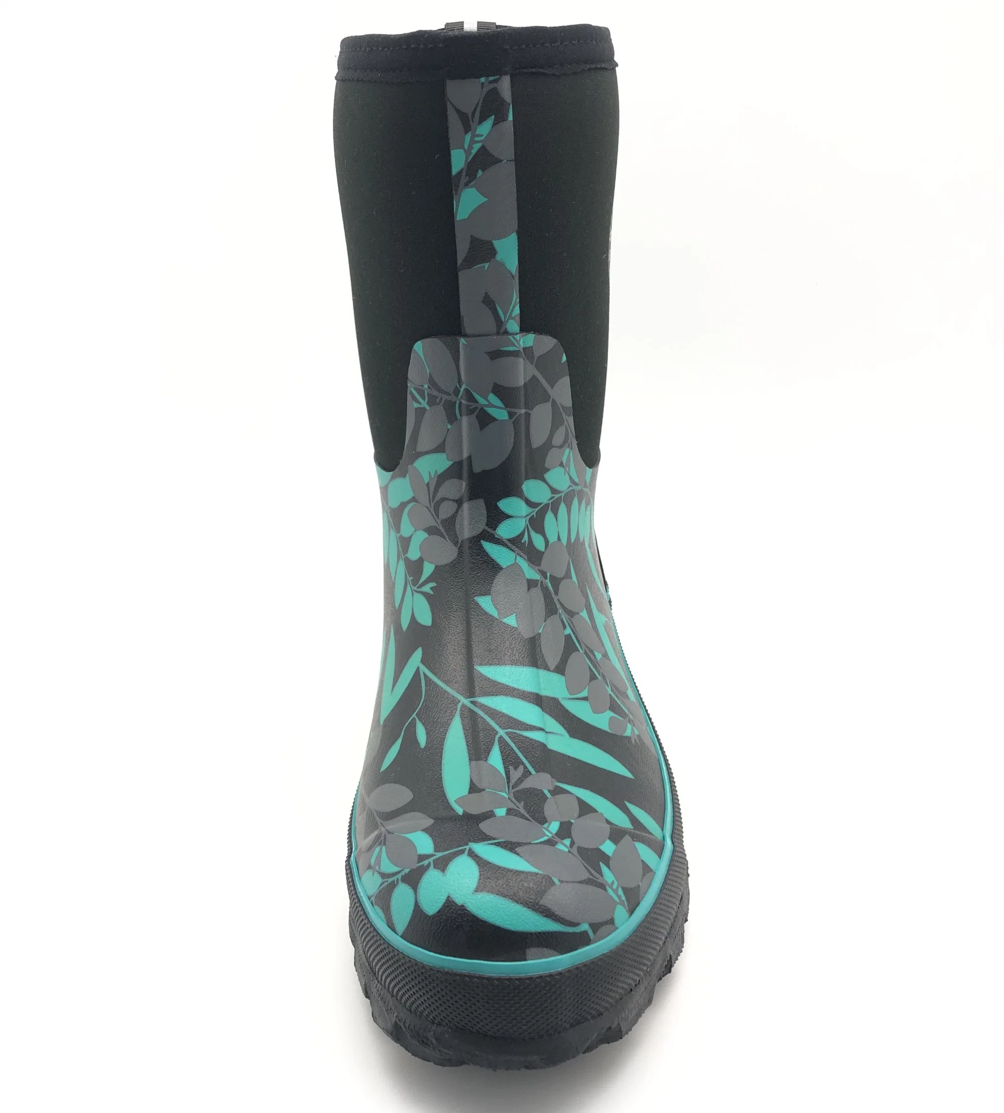 Ladies MID-Calf Flower Print Neoprene Rain Boots for Garden