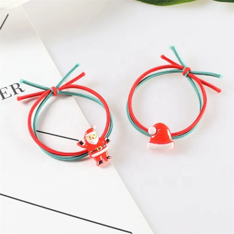 Christmas Santa Scrunchie Resin Princess Hair Rope Small Rubber Band Girl Braid Hair Accessories