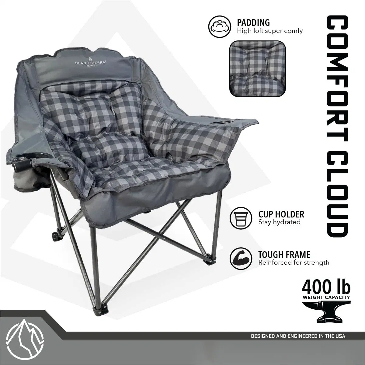 Camp Holder Comfort Cloud Deluxe Padded Camping Oversize Folding Beach Chairs