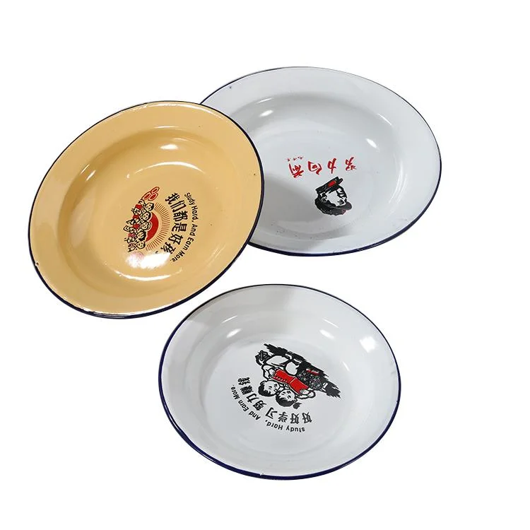 Factory Wholesale/Suppliers Enamel Dinner Soup Rice Plate with Decal for Kitchenware and Tableware