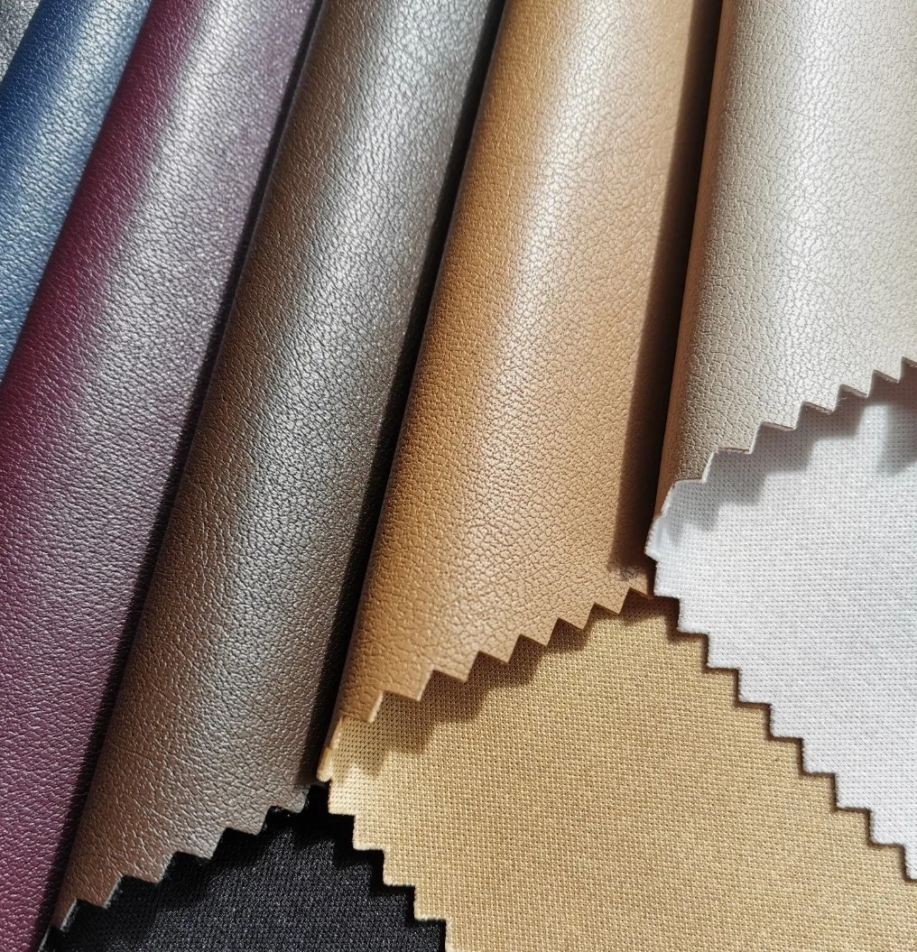 Manufacturer Light Weight Synthetic PU Leather Fabric with Soft Hand-Feel for Trench Coat