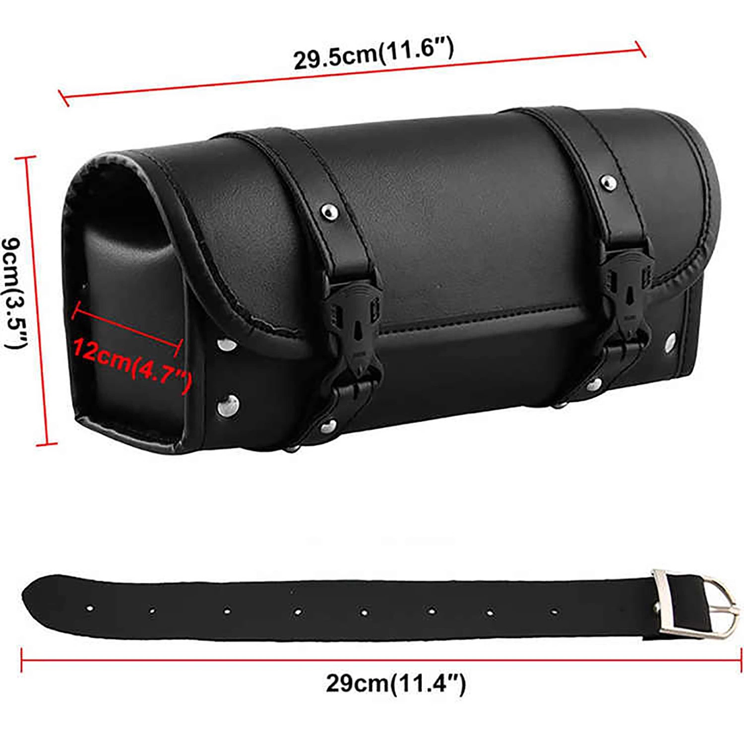 Motorcycle Handlebar Bag PU Leather Side Saddle Tool Quick Release Buckle Ci23866