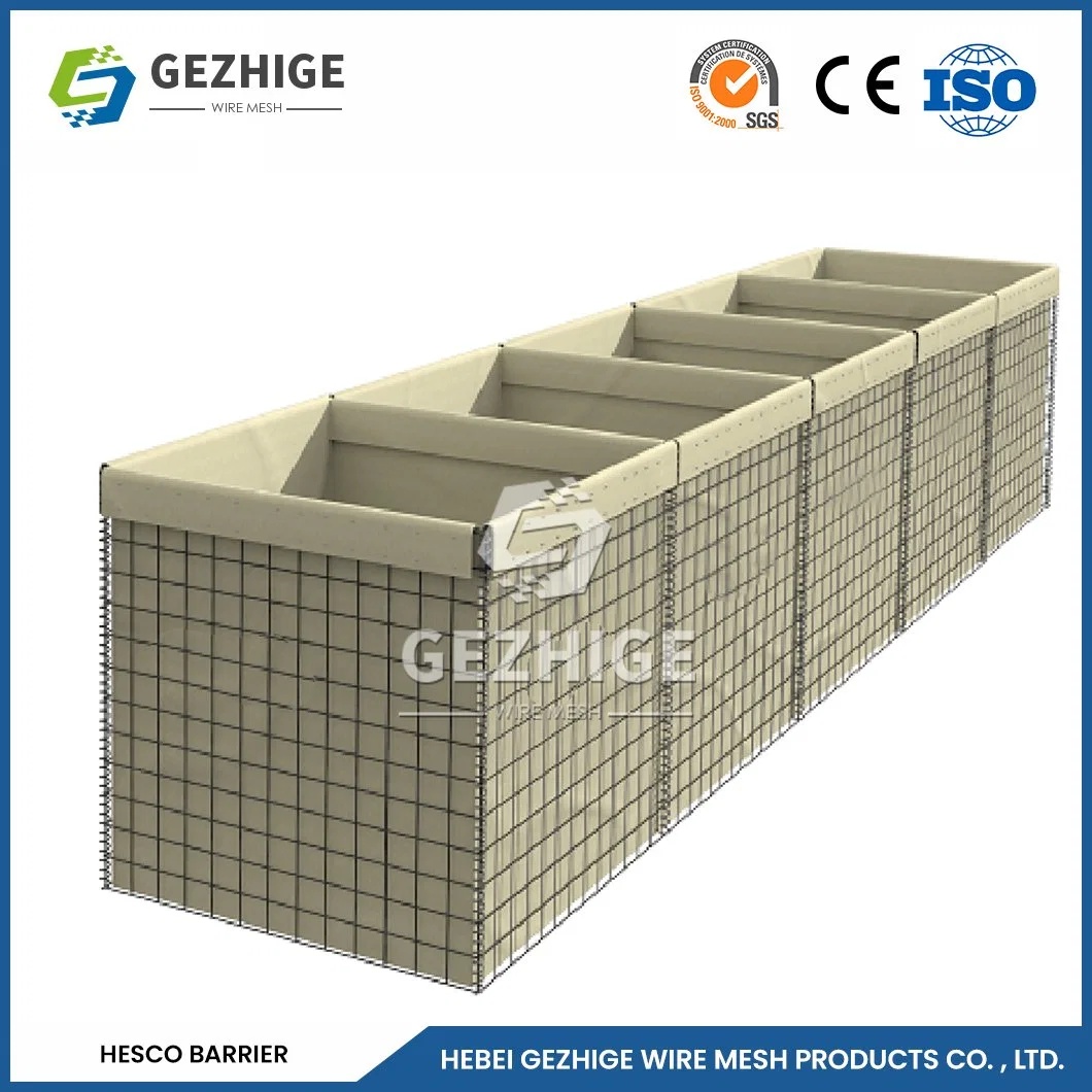 Gezhige 3.0-4.0mm Selvedge Wire Thickness Industries Galvanized Gabion CE Certification Galvanized PP Gabion Bag China Low Cost Anti-Explosion Gabion Net