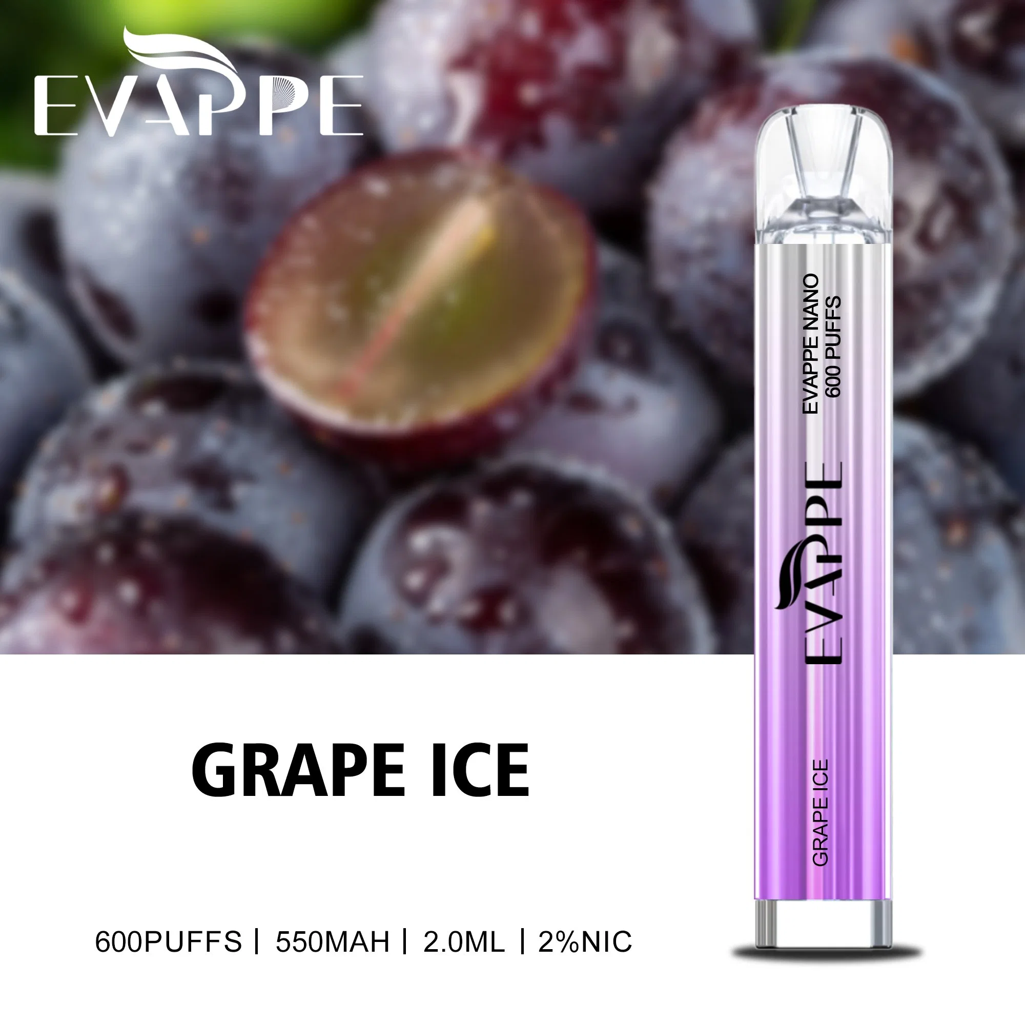 Fabriqué en Chine Evappe Nano 600 Puffs Bar 2ml 550mAh résistance: 1.2Ω Viporizer jetable Vape Pen EGO cigarette électronique Vape