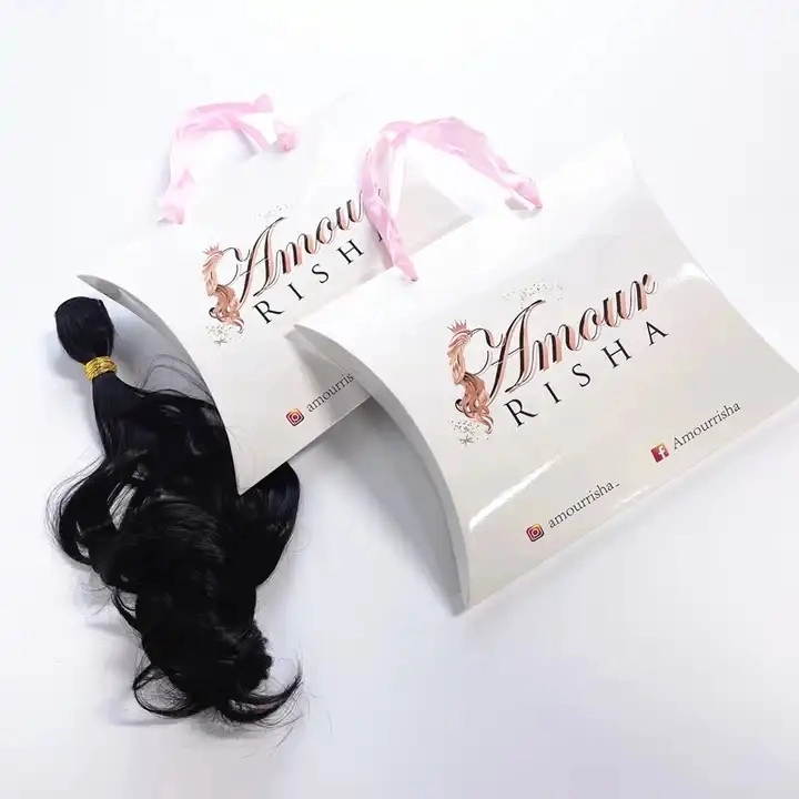 Logotipo personalizado Embalagem com extensão de cabelo impressa caixa de papel com embalagem Caixa de papel com caixa de embalagem em pacote e sacos Wigs Cosmético Embalagem de papel para verniz