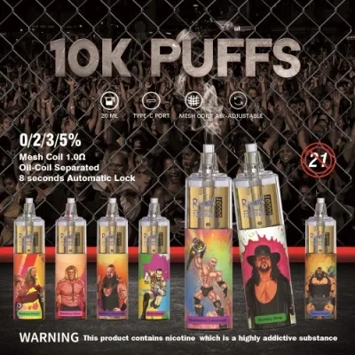 12 cores populares, 10 ml, recarregáveis, com puffs Randm tornado de 20 ml