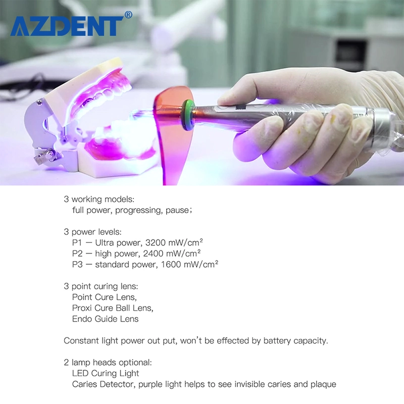 CE Approved Azdent Wireless Dental Light Cure/ Dental LED Curing Light