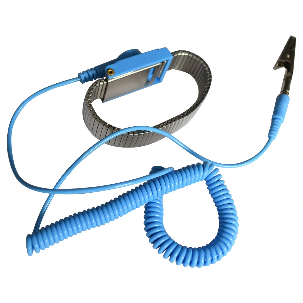 Tejido de la economía ajustable Azul Metal con cable ESD Muñequera Ln-1591405