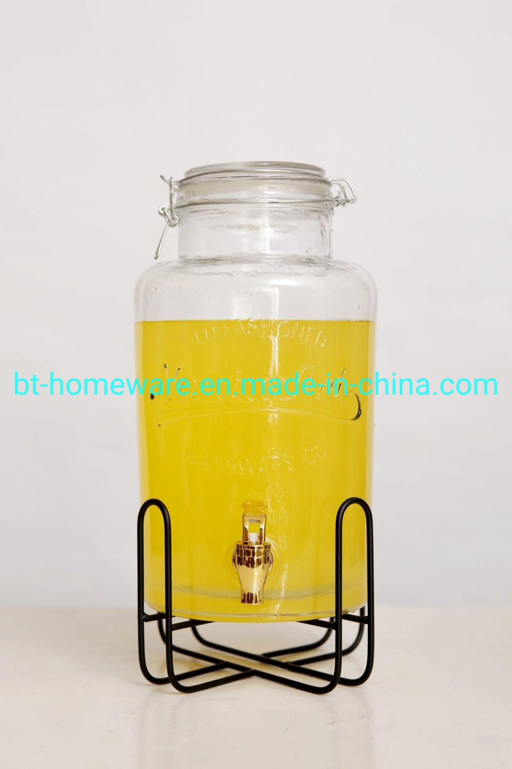 Wholesale/Supplier 2 Gallon Glass Clear Wide Mouth Jar Dispenser with Stainless Steel Tap and Sealing Glass Lid