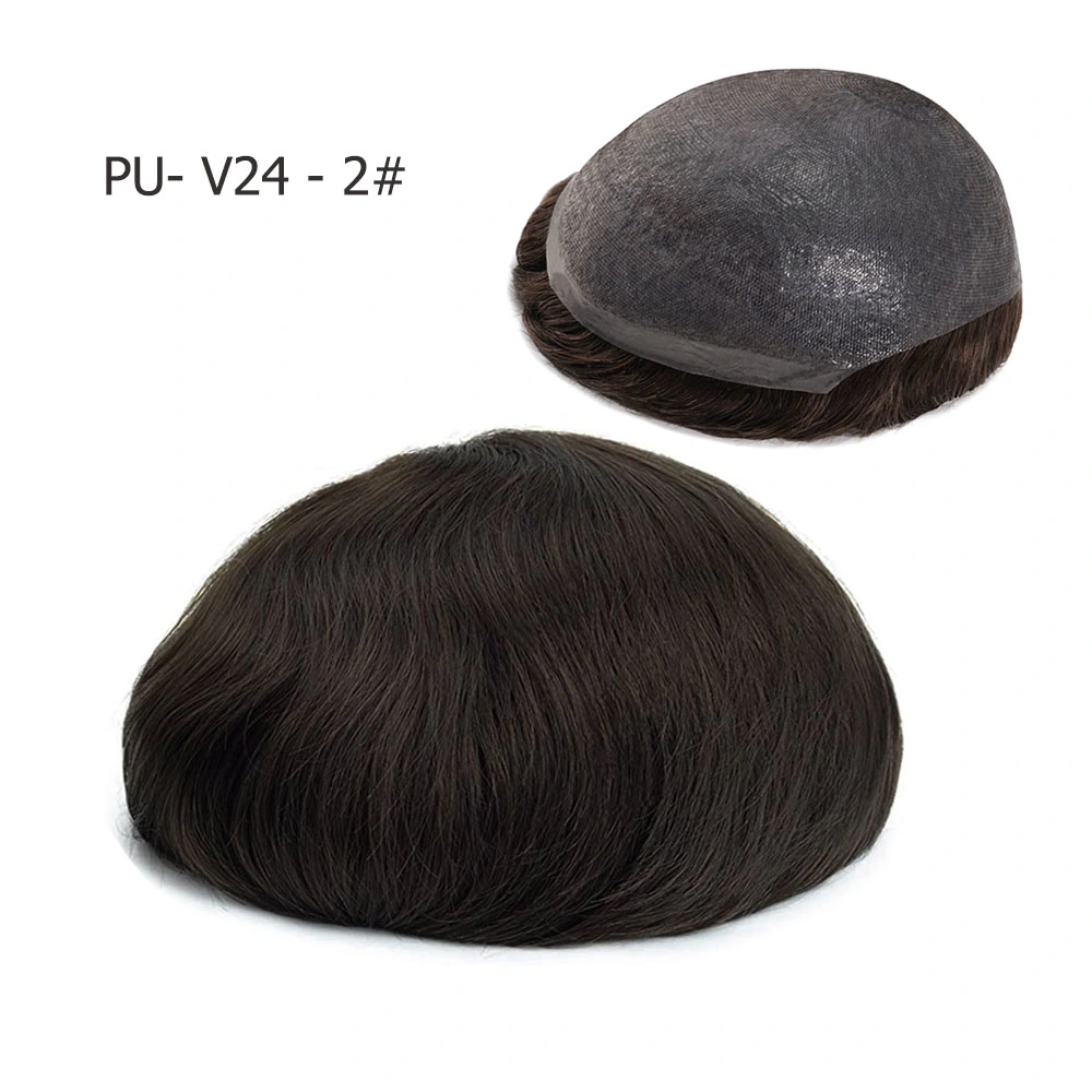 El cabello humano 100% virgen de los precios de fábrica Mayorista/Proveedor Toupee mongol para los hombres invisibles Europeo nudos PU acolchados de derechos acolchados para el reemplazo de pelucas cabello humano.