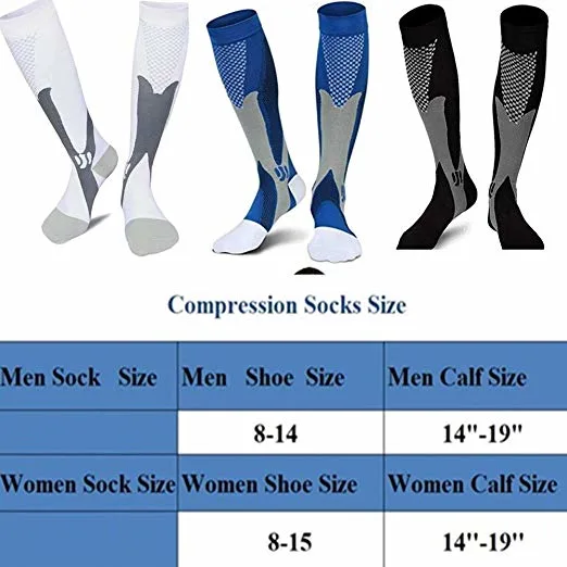 Calcetines de compresión de hombres, mujeres corriendo el Athletic Medical Enfermería embarazo viaje exterior transpirable de fútbol adulto calcetines deportivos