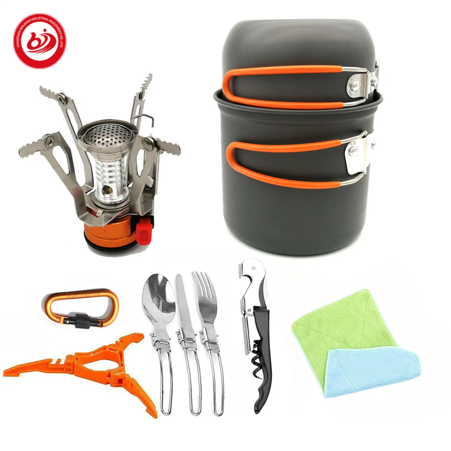 Camping de aluminio utensilios de cocina Kit Lío Senderismo Campismo recipiente de cocción de Picnic No Stick Cuchara de Pan pot Pot Set