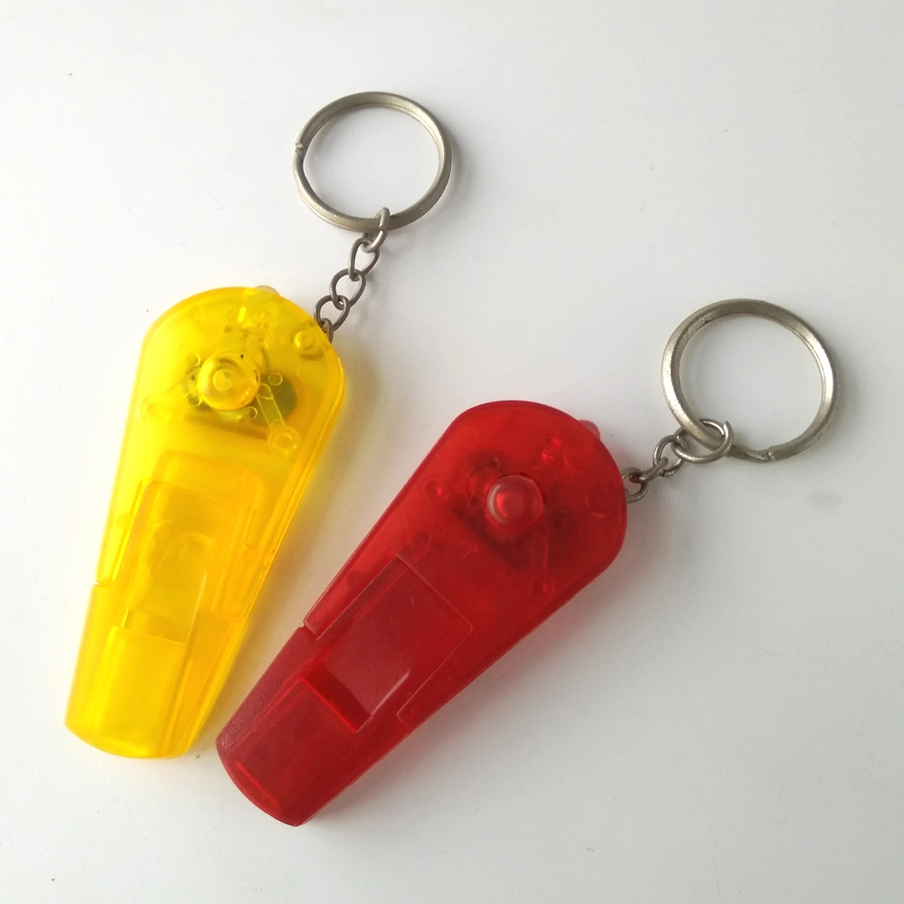 Plastic LED Flash Light Keychain Emergency Whistle