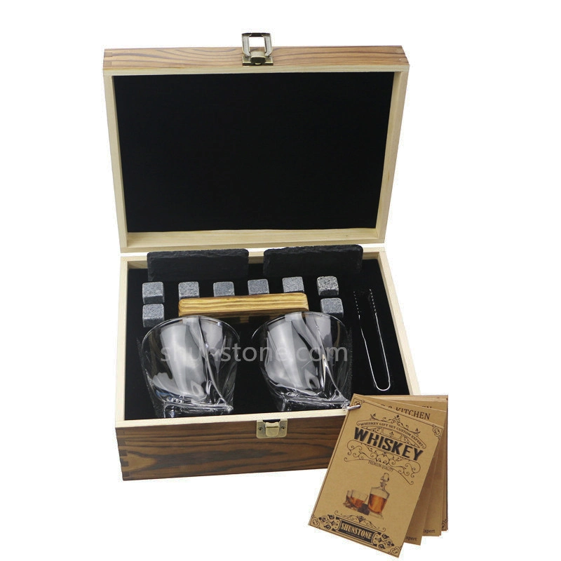 Competitive Soapstone Ice Stones Personalized Wooden Box Whiskey Stone Whiskey Glasses Gift Set