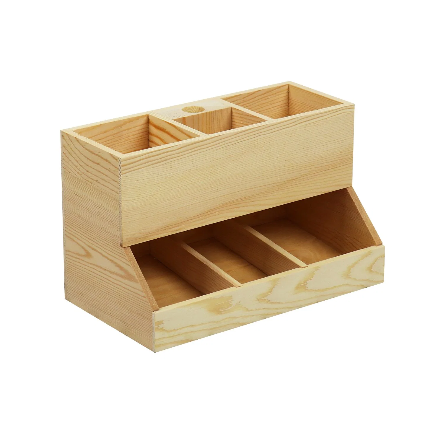 OEM ODM Handmade Unfinished Solid Pine Wooden Desk Organizer Box