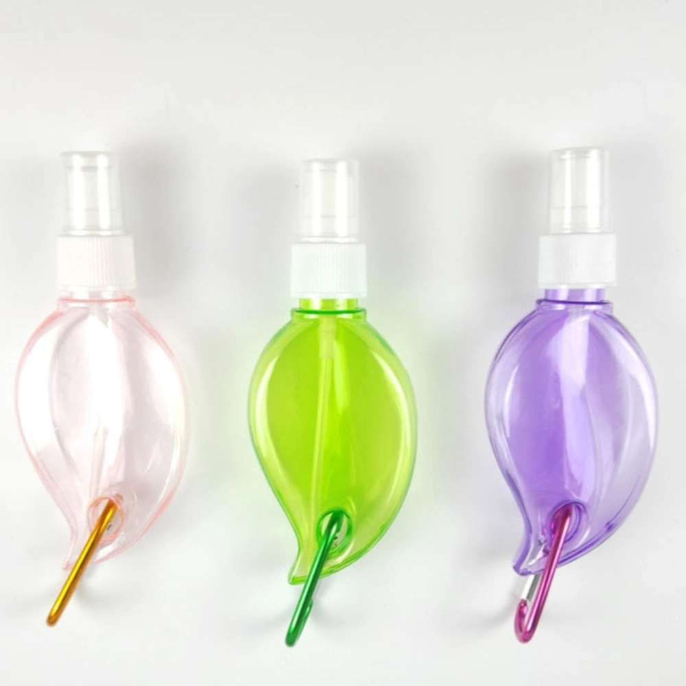 Plastic Alcohol Container Leaf Shape Clear Empty Spray Bottle with Hook Ci23417