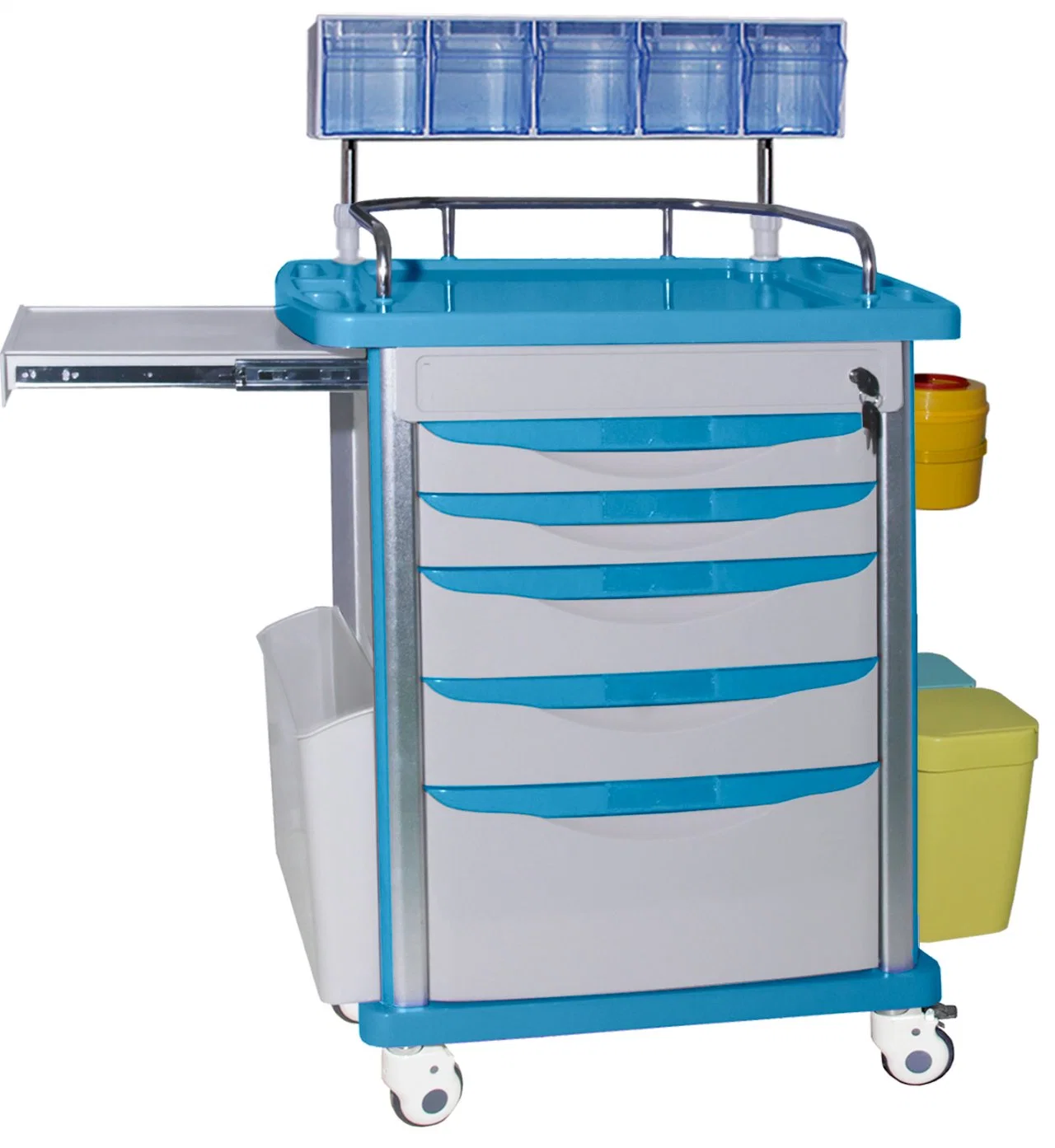 Multifunctional ABS Medical Nurse Anesthesia Trolley Cart with Wheels Hospital Furniture