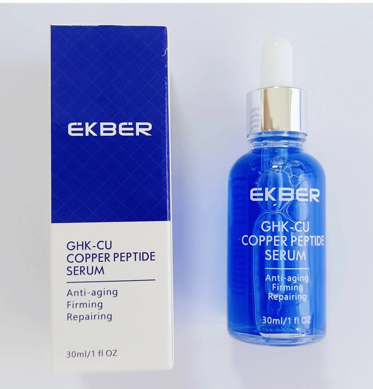 30ml Custom Blue Kupfer Peptide Serum Hautpflege Stock Lösung Anti-Falten Anti-Aging Feuchtigkeitsspendende Serum