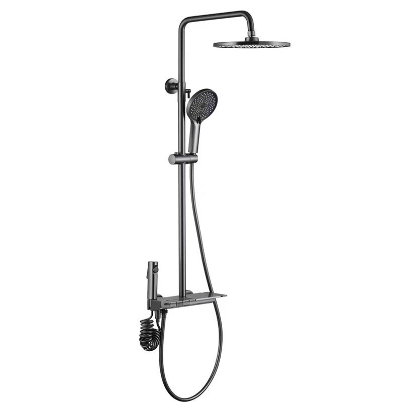 4 Ways Piano Thermostatic Rainfall Shower Set with Round Shower Head