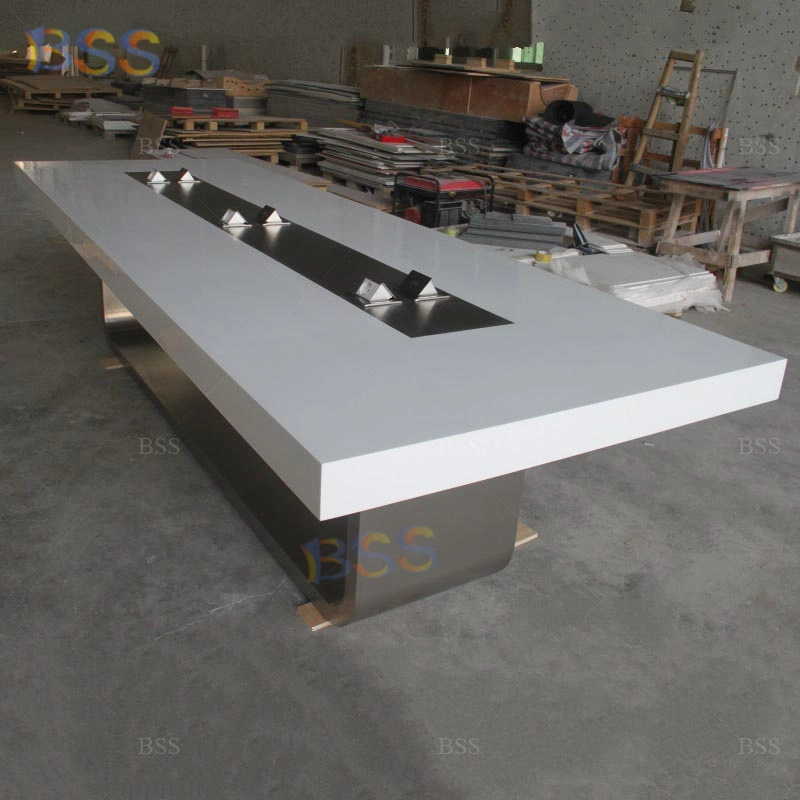 Business Meeting Table Design White Marble Rectangular Modern Contemporary Office Meeting Room Table Design