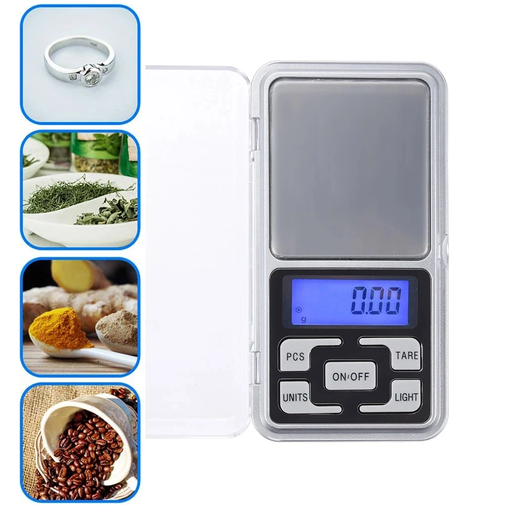 Mini Digital Scale 100/200/300/500g 0.01/0.1g High Accuracy Backlight Electric Pocket for Jewelry Gram Weight for Kitchen