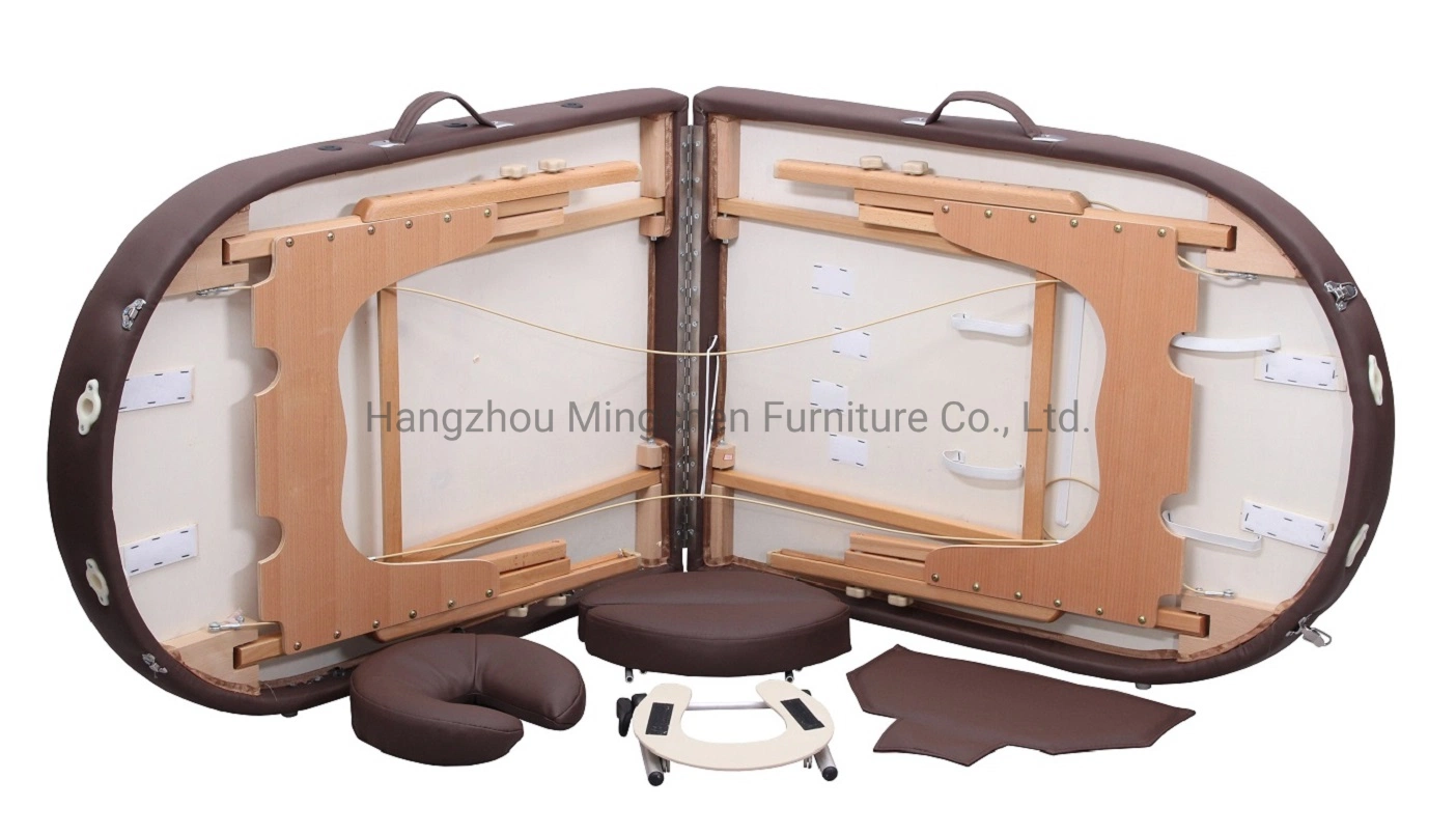 Table de massage pliante de style européen en brun pour SPA et tatouage