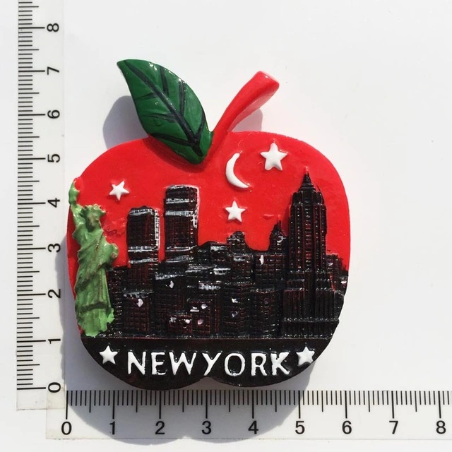 Custom Logo New York Tourist Souvenir Crafts Resin Painted Magnet Refrigerator Magnets