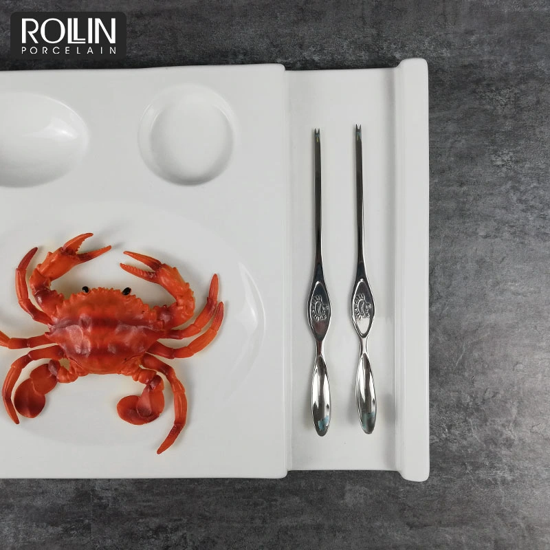 New Design Hotel Supply White Porcelain Hairy Crab Plate