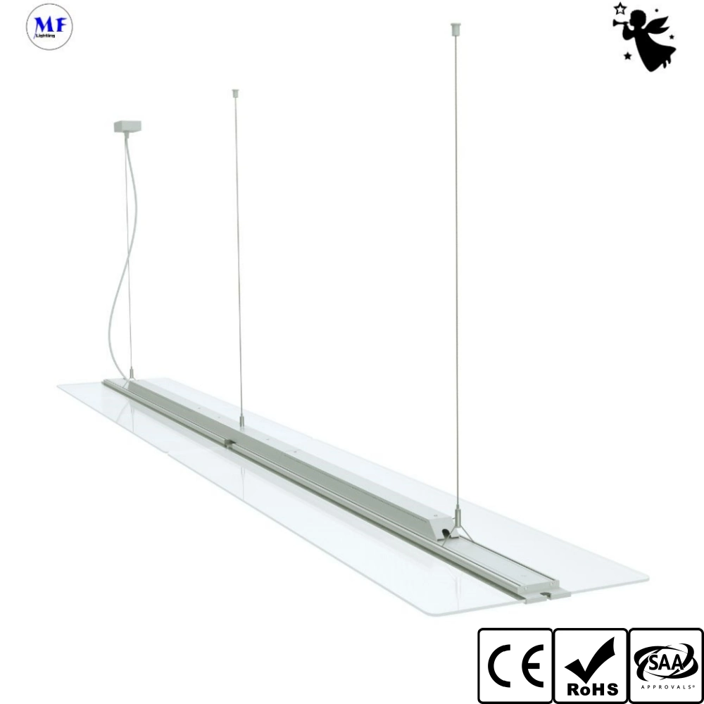 Hanging Linear 4FT 5FT 50W 60W 75W Smart 0-10V Dali Dimmable LED Square Pendent Panel Lamp for Studio Exhibition Hall Community Center Dining Room Library