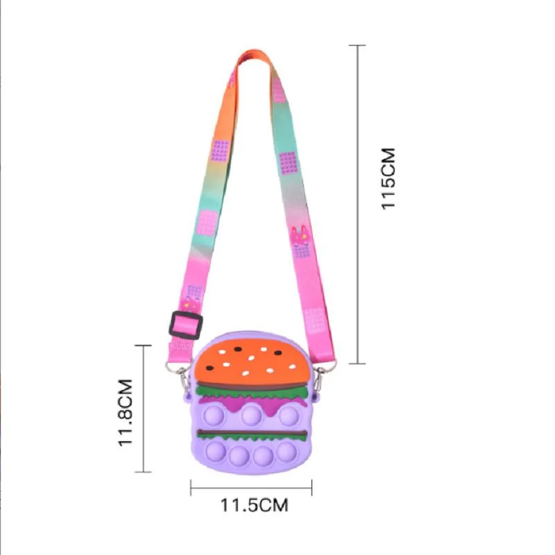 Hamburger Messenger Bag Cartoon Silicone Finger Press Storage Bag