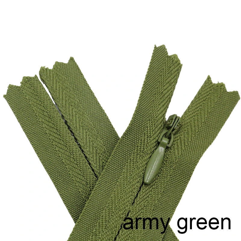 Army Green Color 3# Mini Invisible Zippers Tailor Sewing Crafts Nylon Coil Zipper