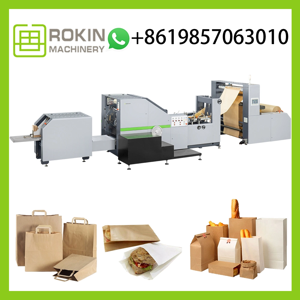 Kraft Shopping Flat Square Bottom Bag Making Machine Paper Inline Flexo Printing