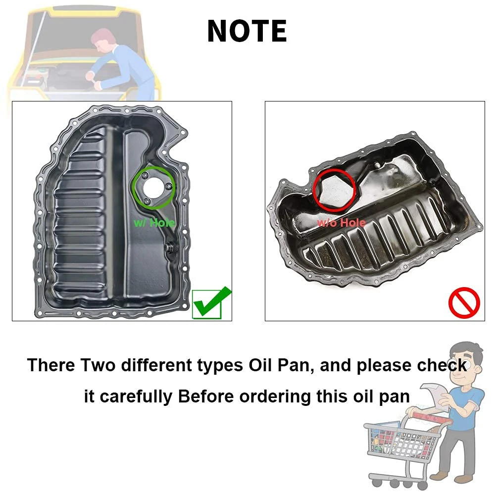 Lower Engine Oil Pan Sump with Drain Plug Compatible with Volkswagen Jetta 2005-2010/2012-2018 Passat Tiguan Golf Beetle Cc EOS A3 Q3 Tt Quattro 1.8L 2.0L