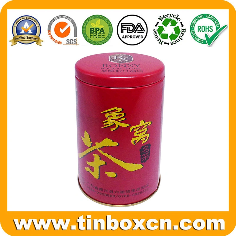 Food-Safety Tinplate Round Metal Tin Box Tea Can for Tea Canister Storage