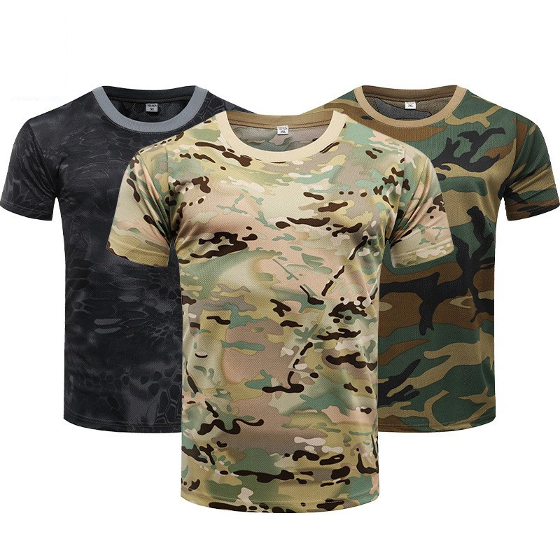 High Quality Customized Men Quick Dry T-Shirt Mil Style training Camouflage Cotton Clothes Men Combat Short Sleeve Tactical T Shirt