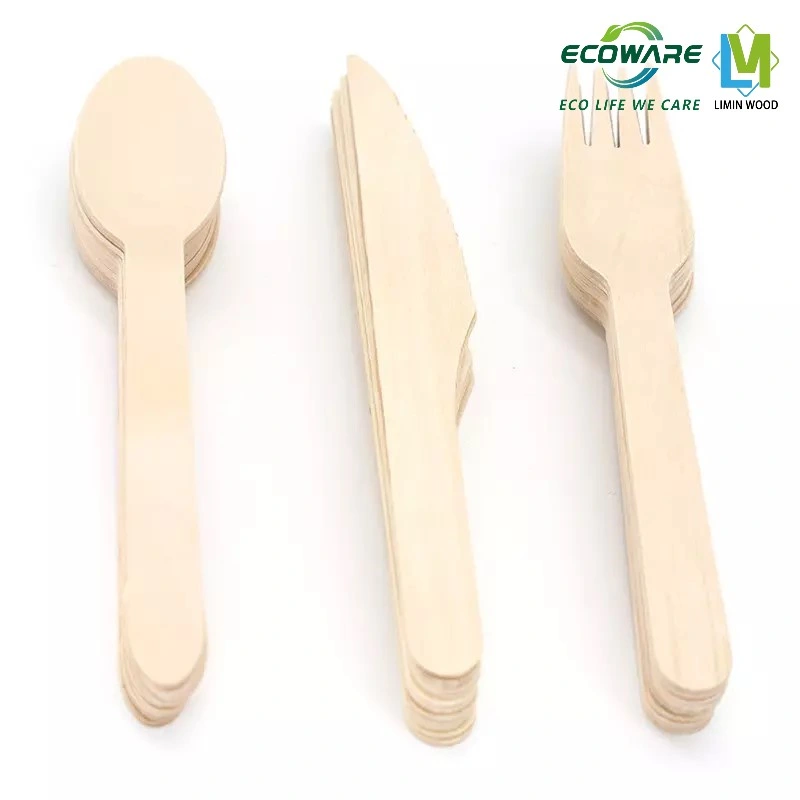 Biodegradable Flatware Sets Picnic Party BBQ Wooden Disposable Cutlery Set