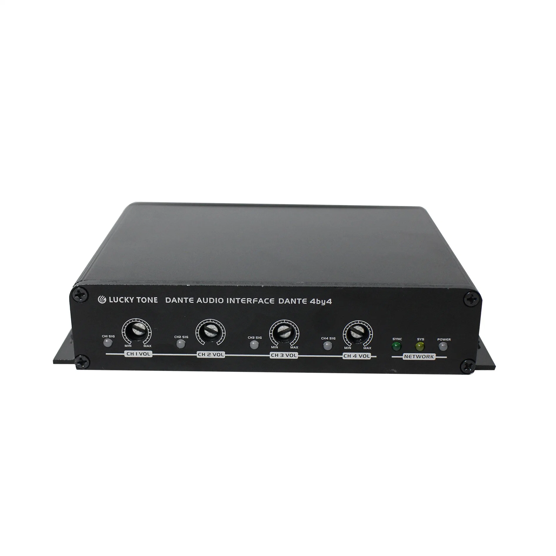 Professional Dante Network 4 in 4 Audio Interface Sound Umrichter/Sender mit Lautstärkeregelung