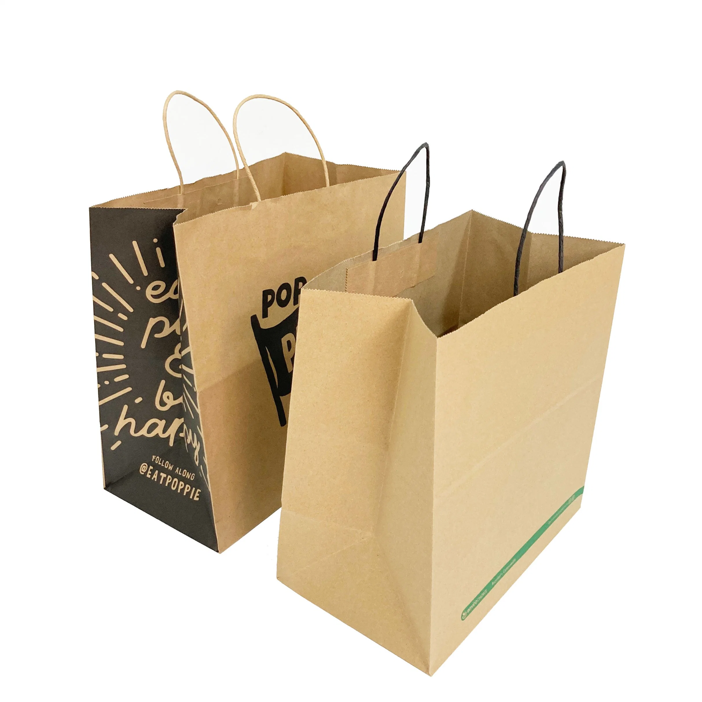 Custom Logo Printed Brown Recyclable Kraft Clothing Sneakers Outer Packaging Paper Bag