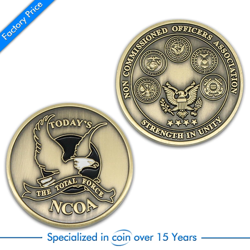 De forma personalizada 3D Anjo Logotipo Golden militares do exército / Polícia / Loja Desafio Coin como presente de promoção