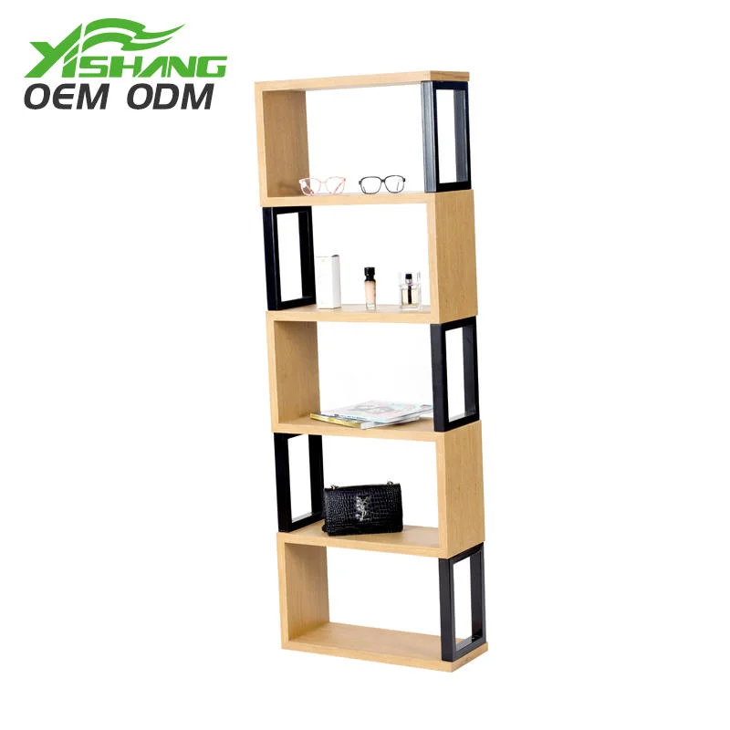 Modern Style Bookcase Wood Book Shelves Vintage Wood and Metal Bookshelf