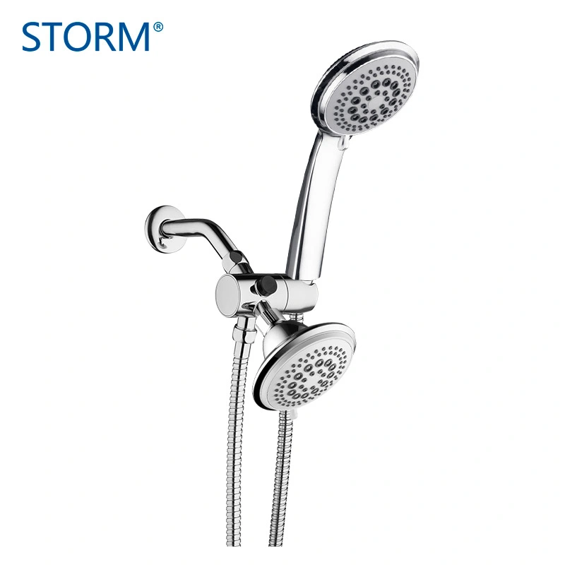 5 Functions Bathroom Accessories American Style Shower Combo Shower Set with Fixed Two Ways Adapter, Drill Free Wall Bracket, Hose