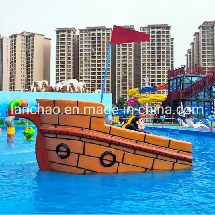 La fibra de vidrio pequeño barco pirata tobogán de agua para el Aqua Park Playground