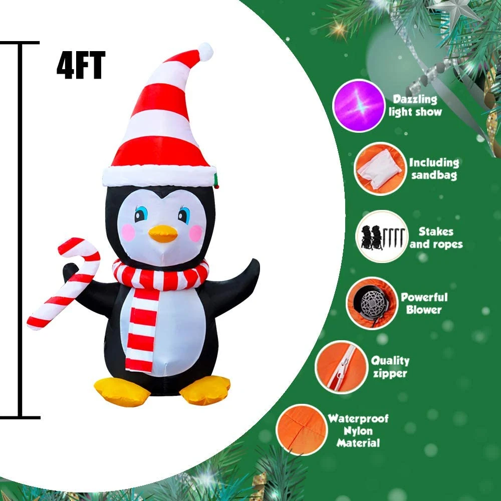 Mini Pinguim Natal inflável com Cachecol &amp; Candy Wholesale/Suppliers Decoração de Natal