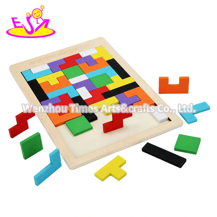 2020 Customize Preschool Wooden Tetris Block Puzzle for Kids W14A234