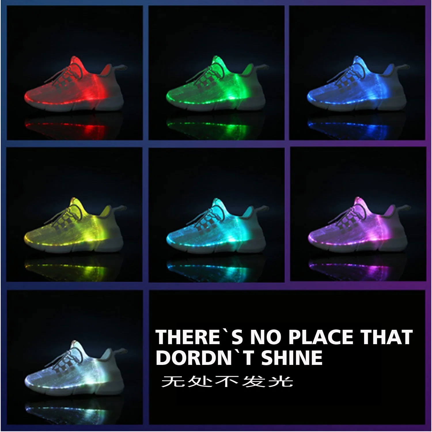 Cool Fun lumière vers le haut LED 7 couleurs des chaussures de la charge USB