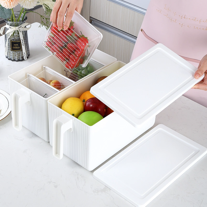 Recipientes de fruta para el almacenamiento de la nevera de la despensa mantenga fresco para la comida Verduras 2 Pack nevera Organizer Bin