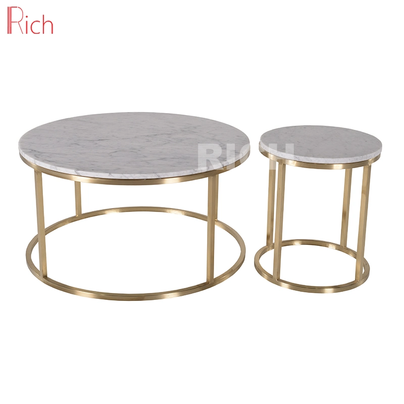 Modern Sala Ouro Mobiliário mesa de café em mármore mesa