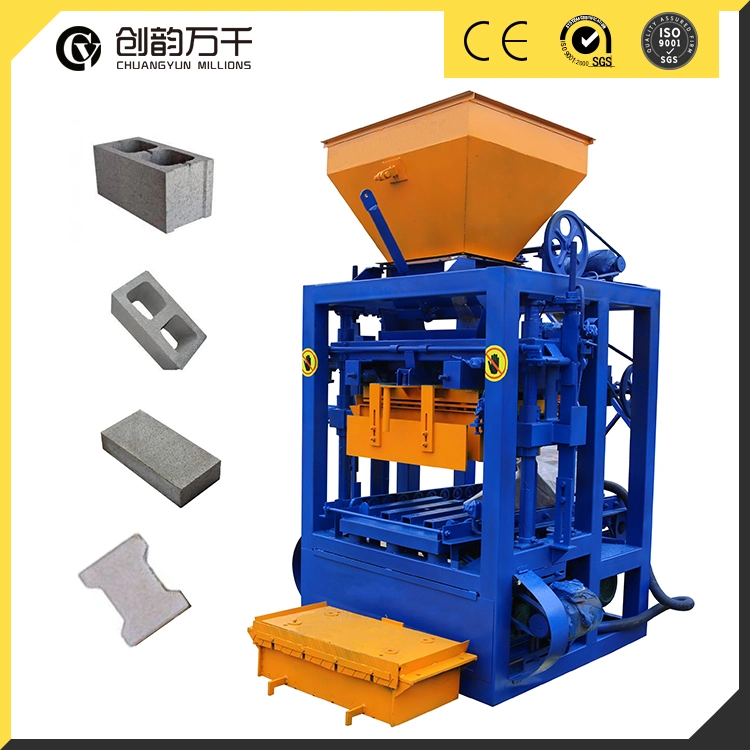 Qt4 24 Concrete Building Blocks Making Machine with Cement Mixer