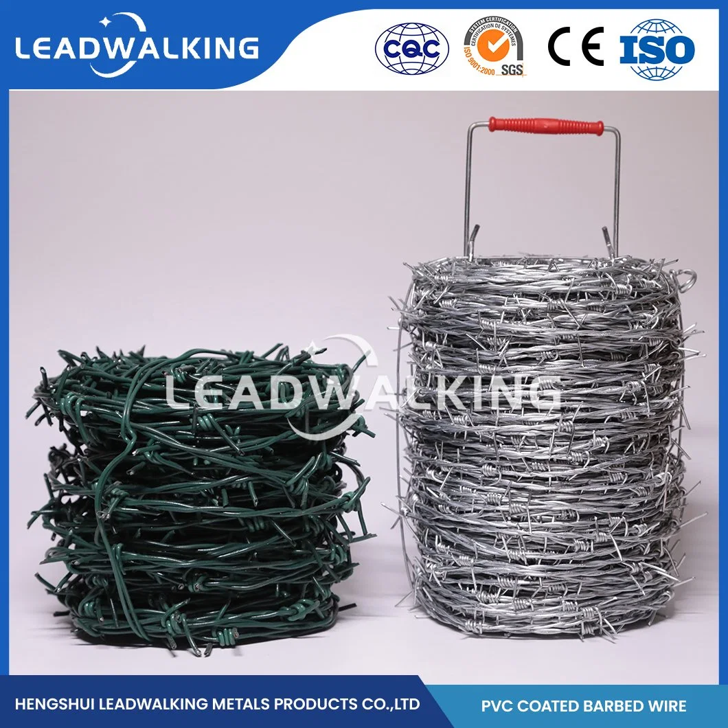 Leadwalking 250m/500m de fil barbelé galvanisé Fabricators ODM Caltrop galvanisé personnalisée des barbelés de la Chine 5 m de longueur de rouleau de fil barbelé recouvert de PVC