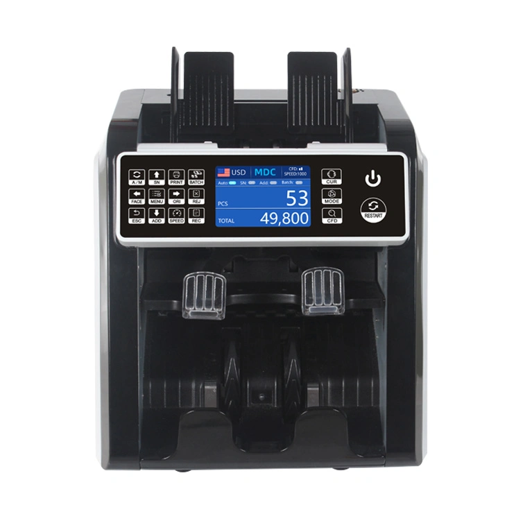 Al-950 2 Pocket Bill Counter Mixed Denomination Money Value Counter Bill Detector Machine Currency Sorter